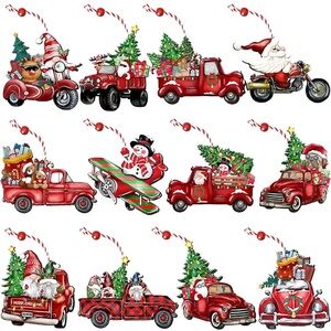 🎄XMAS26 - 24 Pcs Christmas Wooden Hanging Ornaments Cute Little Gnomes